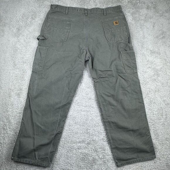 Carhartt Mens 42x30 Work Pants Green Utility Canvas B11-MOS Carpenter Rugged Fit - Picture 12 of 12